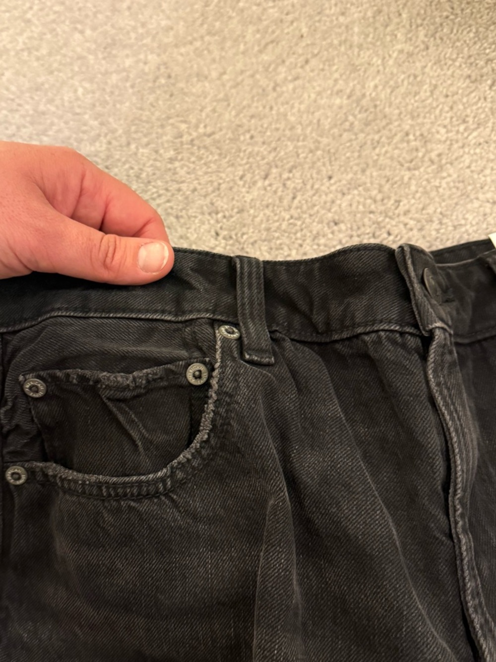 NWT Sz 12R American Eagle "Strigid" Super High Rise Ultra-Wide Leg Charcoal Jean - Picture 10 of 15